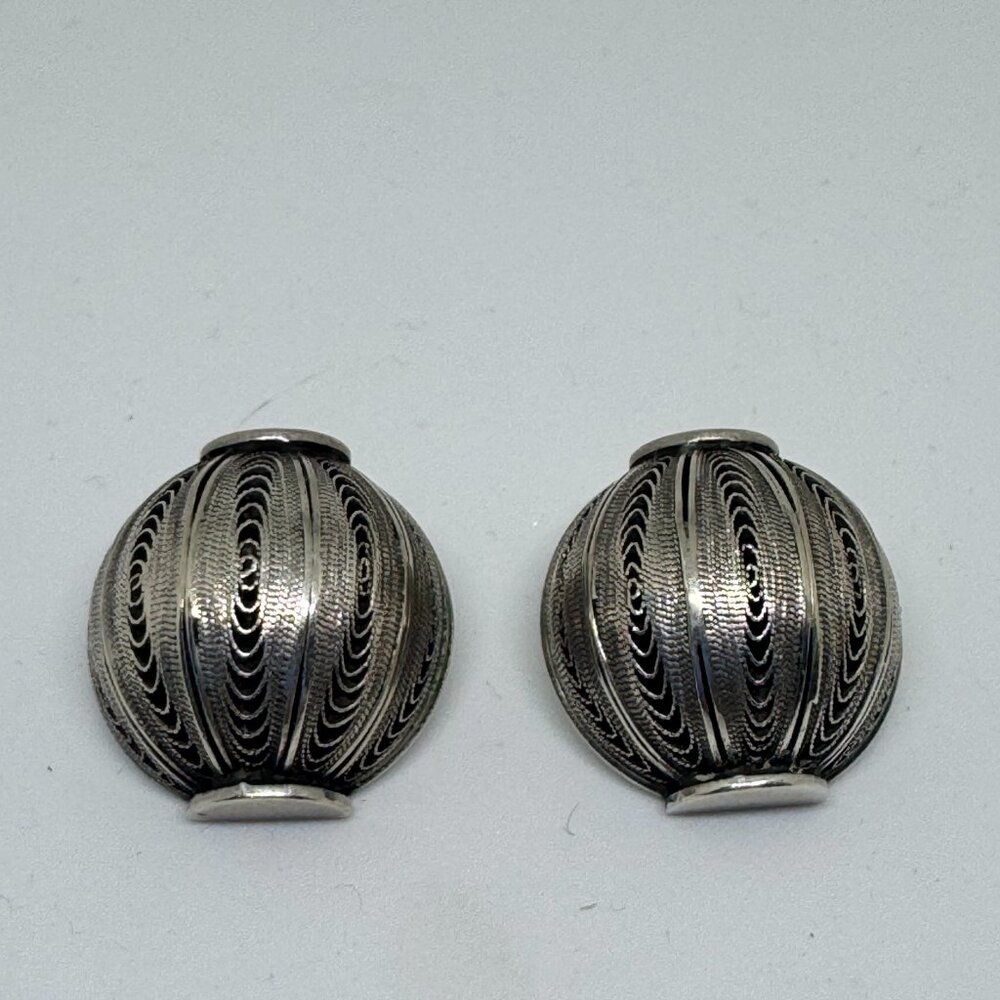 Vintage Sterling Silver Filigree Clip-on Earrings